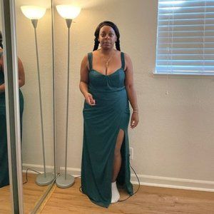 Azazie Bridesmaid dress dark green